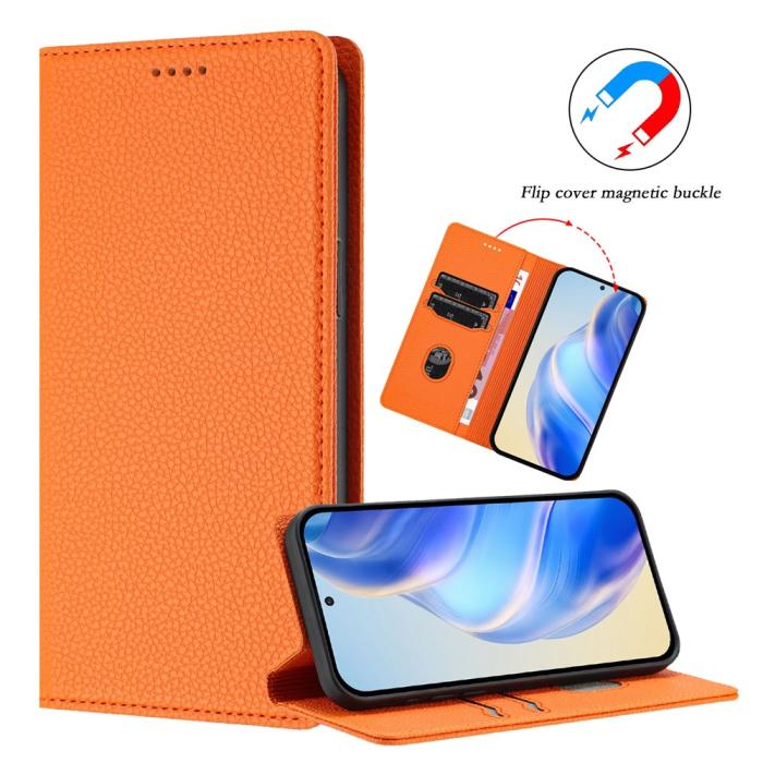 Bild 5, Google Pixel 10/10 Pro Fodral RFID Litchi Läder Orange