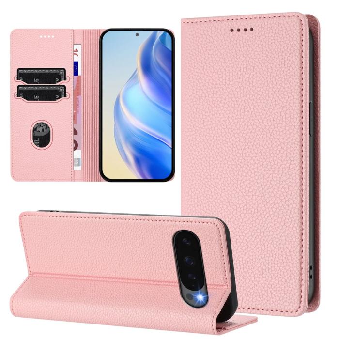 Bild 4, Google Pixel 10/10 Pro Fodral RFID Litchi Läder Rosa
