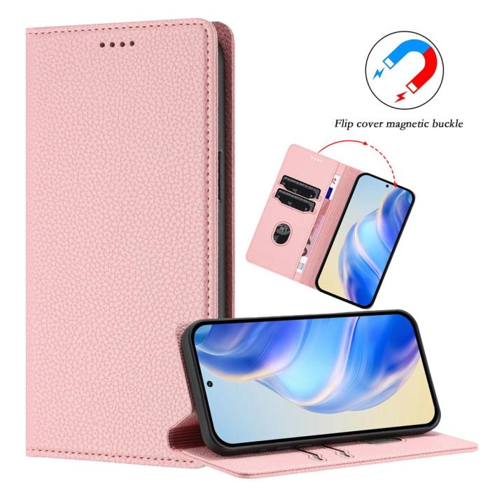 Bild 5, Google Pixel 10/10 Pro Fodral RFID Litchi Läder Rosa