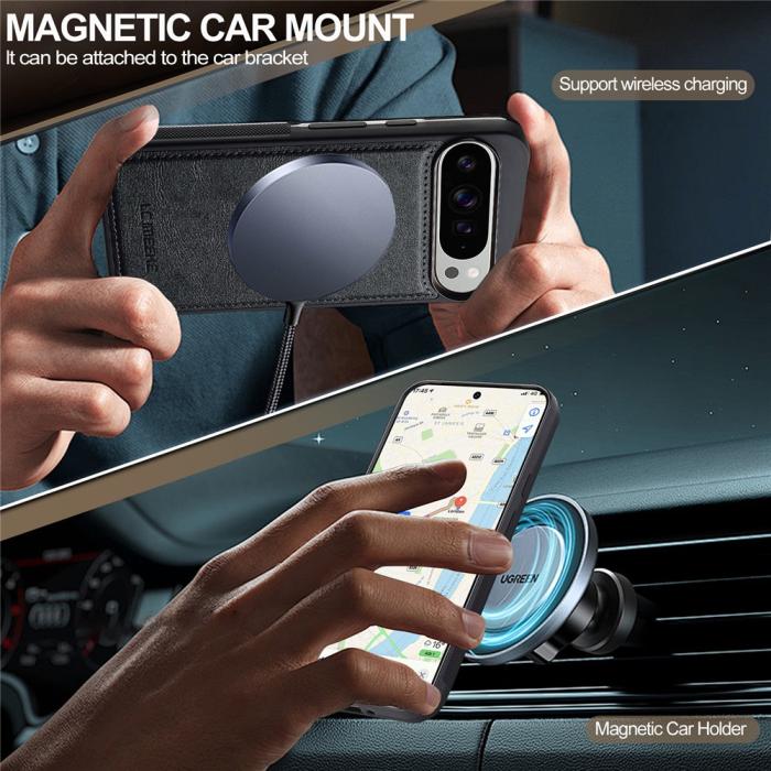 Bild 3, LC.IMEEKE Google Pixel 10 / 10 Pro Skal MagSafe Läder Svart