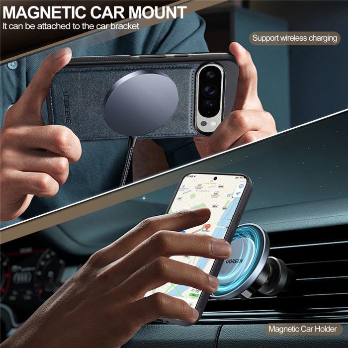 Bild 3, LC.IMEEKE Google Pixel 10 / 10 Pro Skal MagSafe Läder Blå