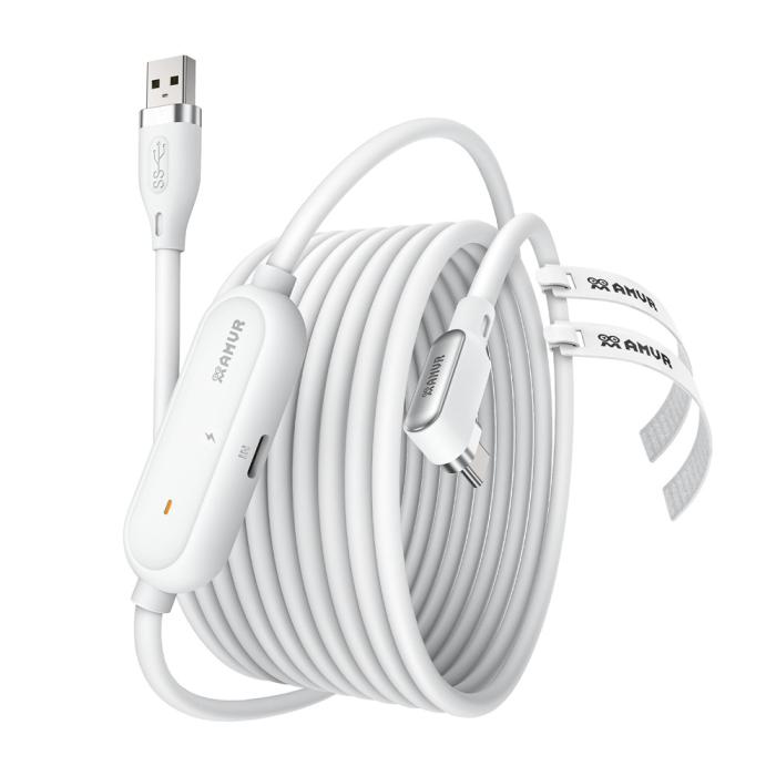 Bild 1, AMVR 5m 18W Link Kabel Med Laddningsport USB-C Vit