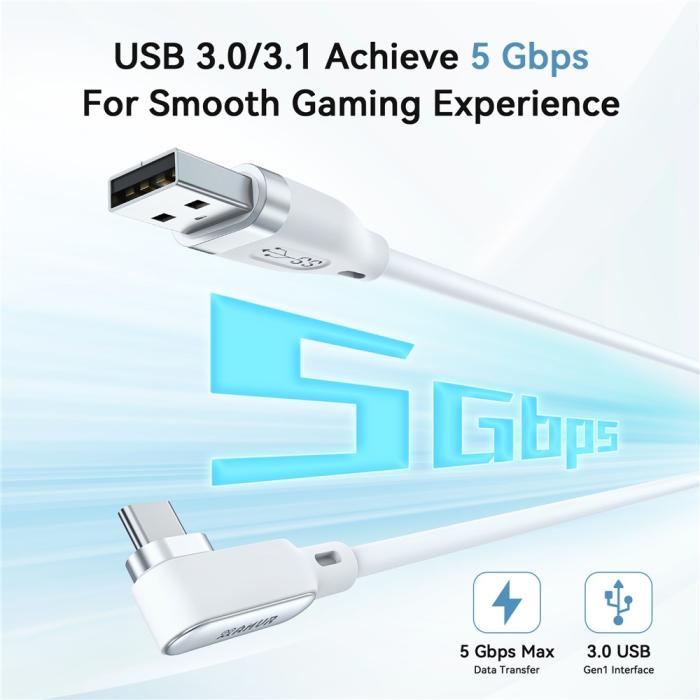Bild 6, AMVR 5m 18W Link Kabel Med Laddningsport USB-C Vit