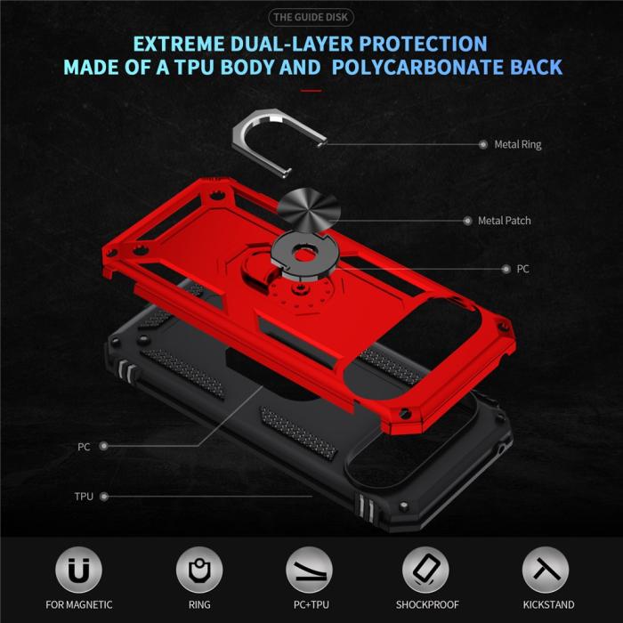 Bild 4, Google Pixel 10 Pro XL Skal Armor Ring Hybrid Röd