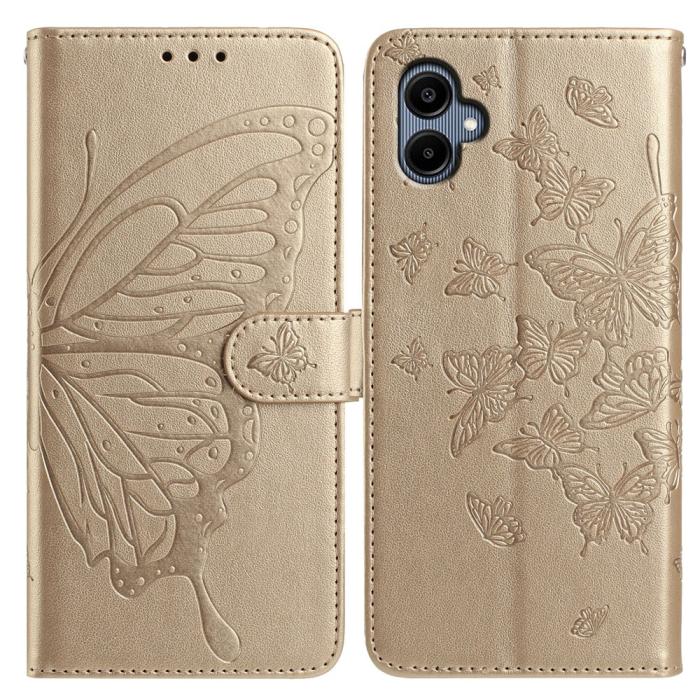 Bild 1, Samsung Galaxy A07 Fodral Med Fjäril Tryck Guld