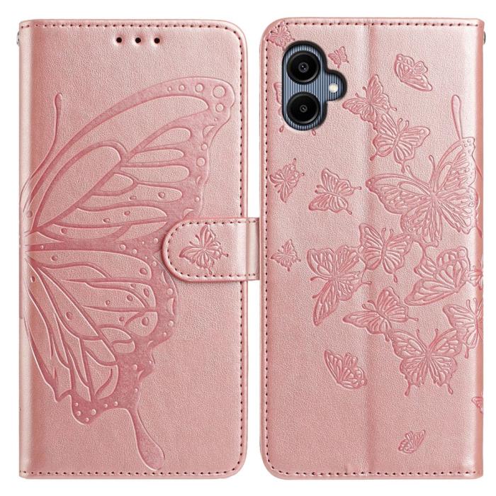 Bild 1, Samsung Galaxy A07 Fodral Med Fjäril Tryck Roséguld