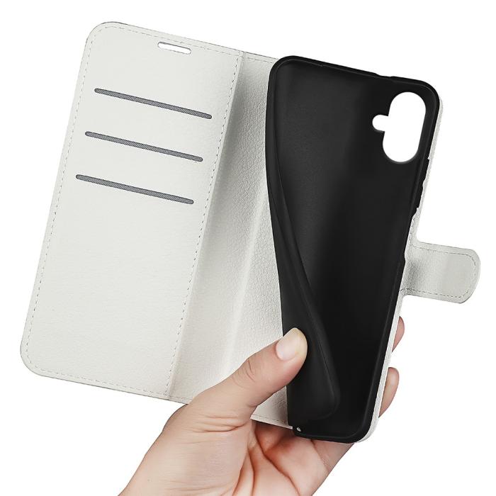 Bild 4, Samsung Galaxy A07 Fodral Litchi Läder Vit