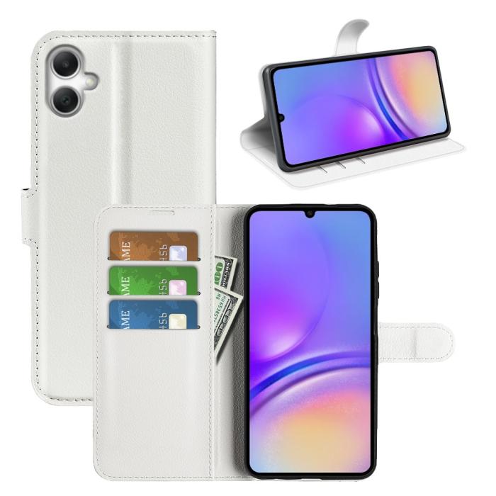 Bild 6, Samsung Galaxy A07 Fodral Litchi Läder Vit