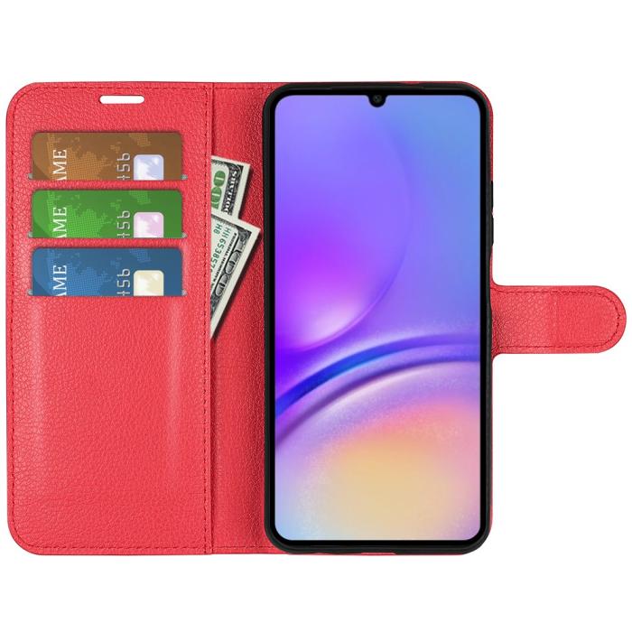 Bild 5, Samsung Galaxy A07 Fodral Litchi Läder Röd