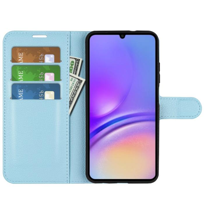 Bild 5, Samsung Galaxy A07 Fodral Litchi Läder Blå