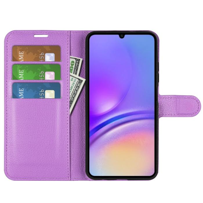 Bild 5, Samsung Galaxy A07 Fodral Litchi Läder Lila