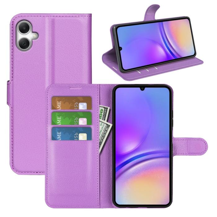 Bild 6, Samsung Galaxy A07 Fodral Litchi Läder Lila