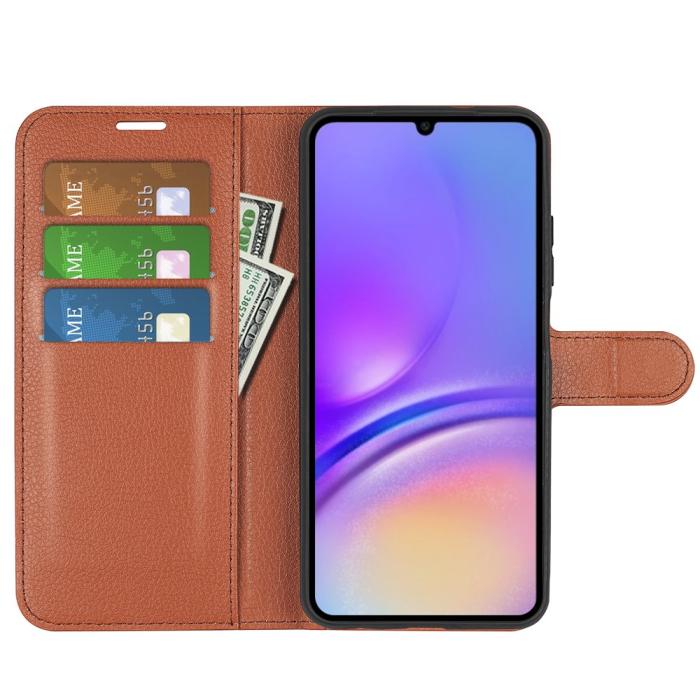 Bild 5, Samsung Galaxy A07 Fodral Litchi Läder Brun