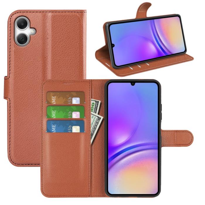 Bild 6, Samsung Galaxy A07 Fodral Litchi Läder Brun