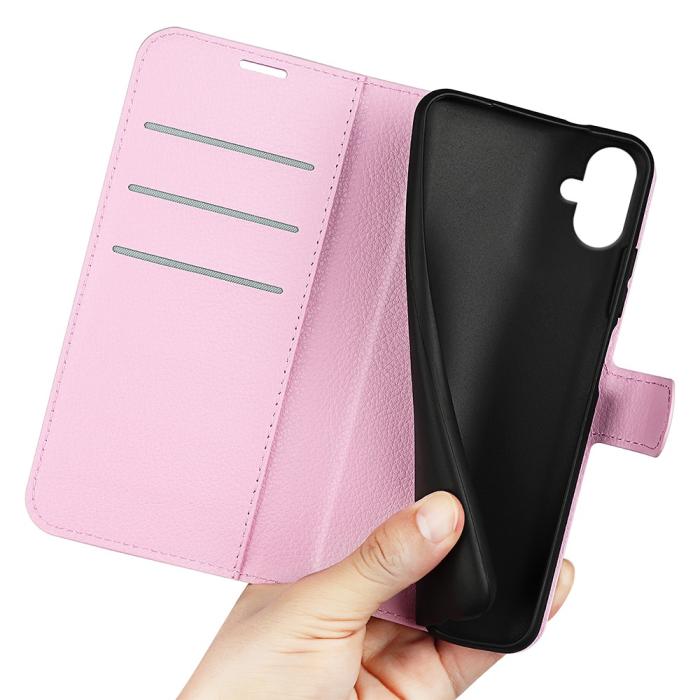 Bild 4, Samsung Galaxy A07 Fodral Litchi Läder Ljus Rosa