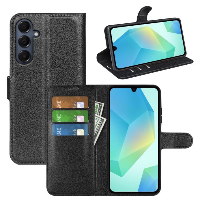 Bild 5, Samsung Galaxy A17 Fodral Litchi Läder Svart