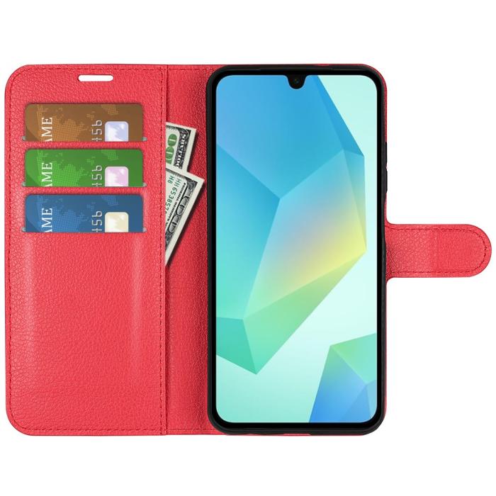 Bild 4, Samsung Galaxy A17 Fodral Litchi Läder Röd