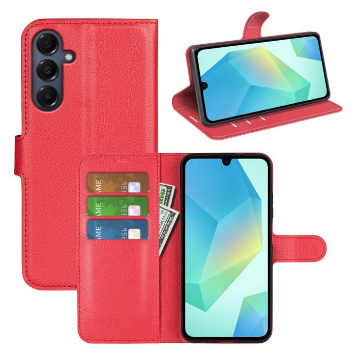 Bild 5, Samsung Galaxy A17 Fodral Litchi Läder Röd