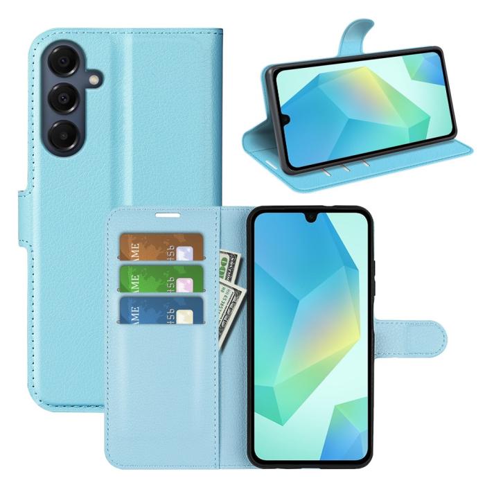Bild 5, Samsung Galaxy A17 Fodral Litchi Läder Blå