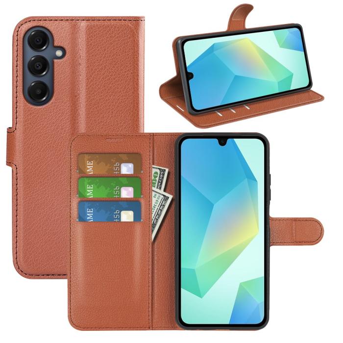 Bild 5, Samsung Galaxy A17 Fodral Litchi Läder Brun