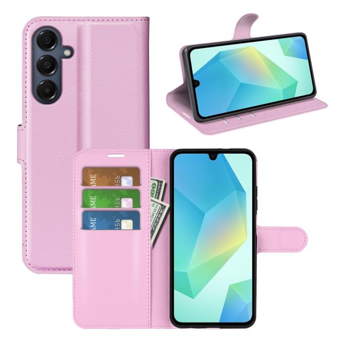 Bild 5, Samsung Galaxy A17 Fodral Litchi Läder Ljus Rosa
