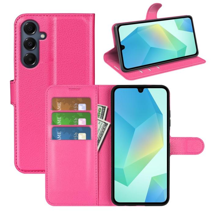Bild 5, Samsung Galaxy A17 Fodral Litchi Läder Rosa