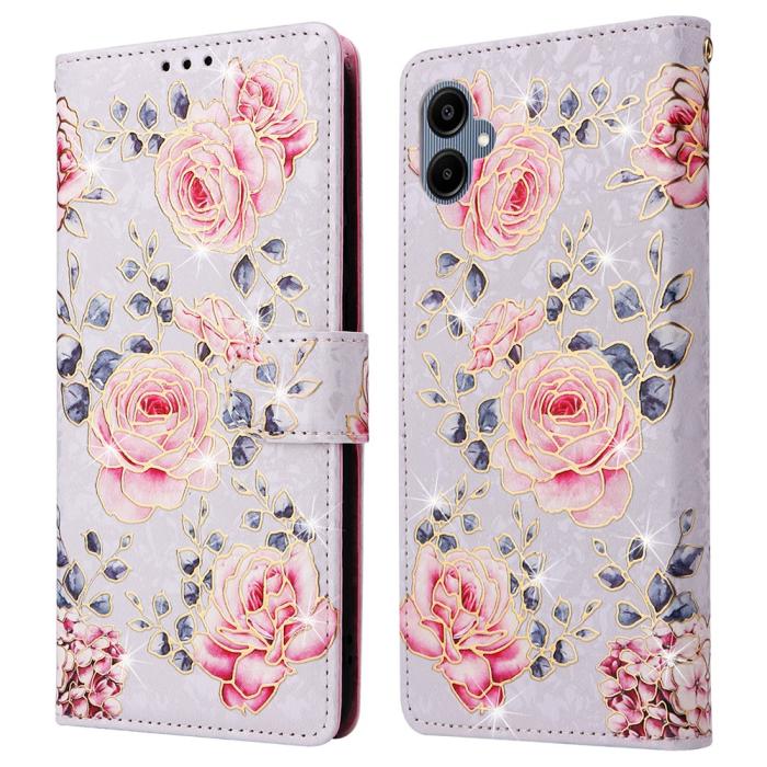 Bild 1, Samsung Galaxy A07 Fodral RFID Läder Rosa Blommor