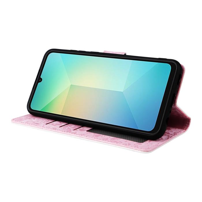Bild 3, Samsung Galaxy A07 Fodral RFID Läder Rosa Blommor