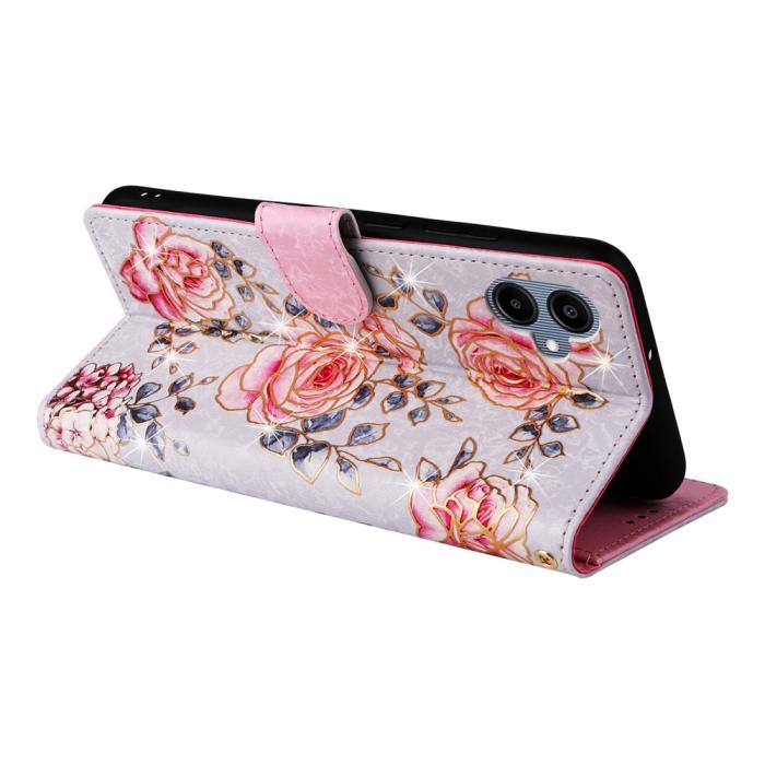 Bild 4, Samsung Galaxy A07 Fodral RFID Läder Rosa Blommor