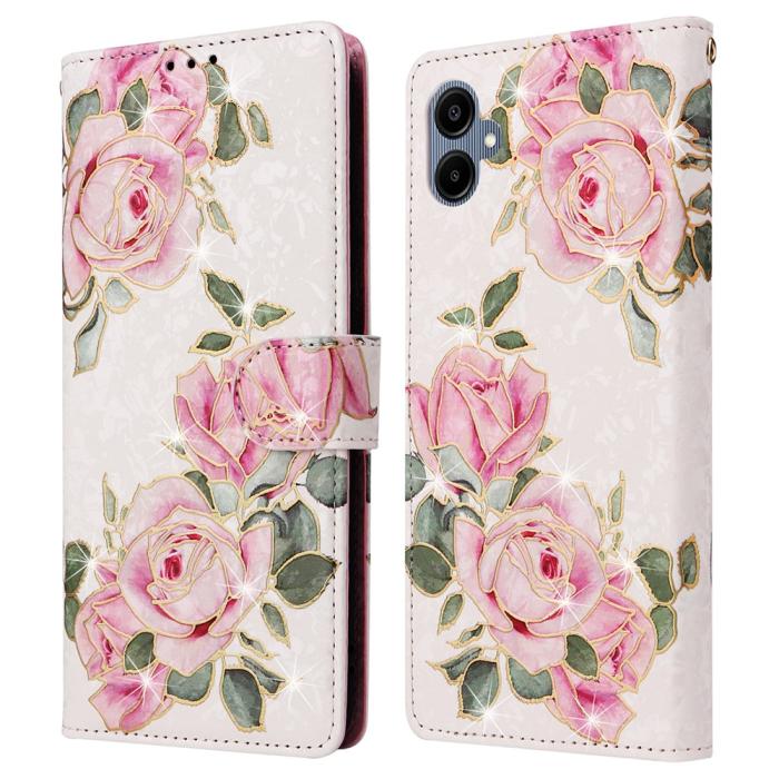 Bild 1, Samsung Galaxy A07 Fodral RFID Läder Rosa Blommor