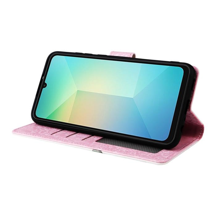 Bild 3, Samsung Galaxy A07 Fodral RFID Läder Rosa Blommor