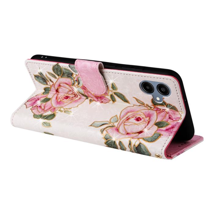 Bild 4, Samsung Galaxy A07 Fodral RFID Läder Rosa Blommor