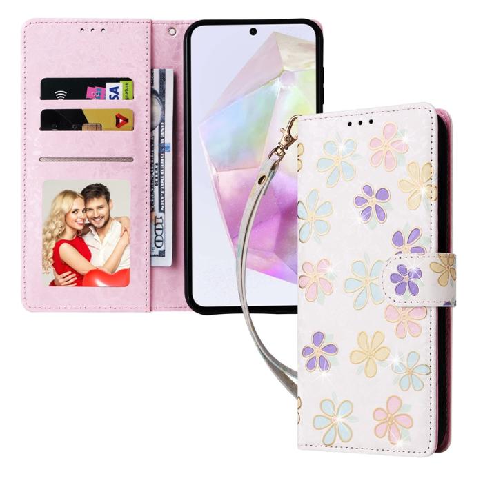 Bild 5, Samsung Galaxy A17 Fodral RFID Läder Färgglada Blommor