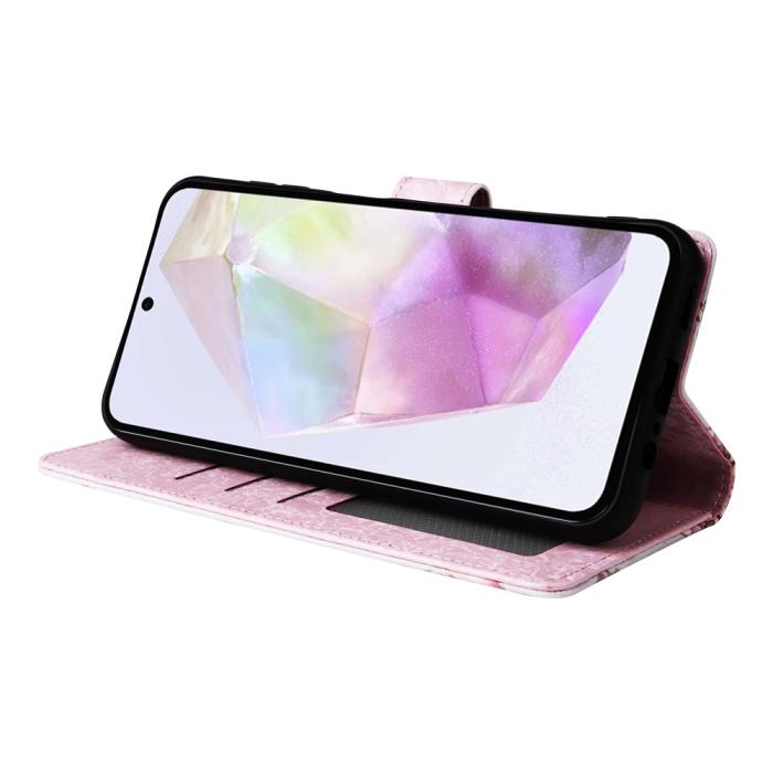 Bild 3, Samsung Galaxy A17 Fodral RFID Läder Rosa Blommor