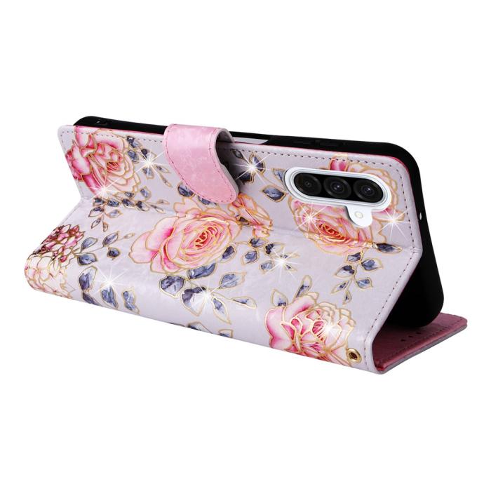 Bild 4, Samsung Galaxy A17 Fodral RFID Läder Rosa Blommor