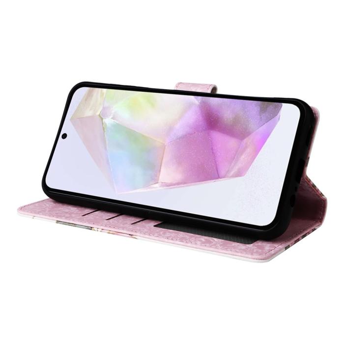 Bild 3, Samsung Galaxy A17 Fodral RFID Läder Rosa Blommor