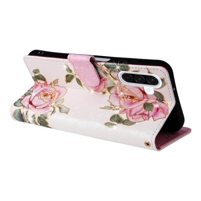 Bild 4, Samsung Galaxy A17 Fodral RFID Läder Rosa Blommor
