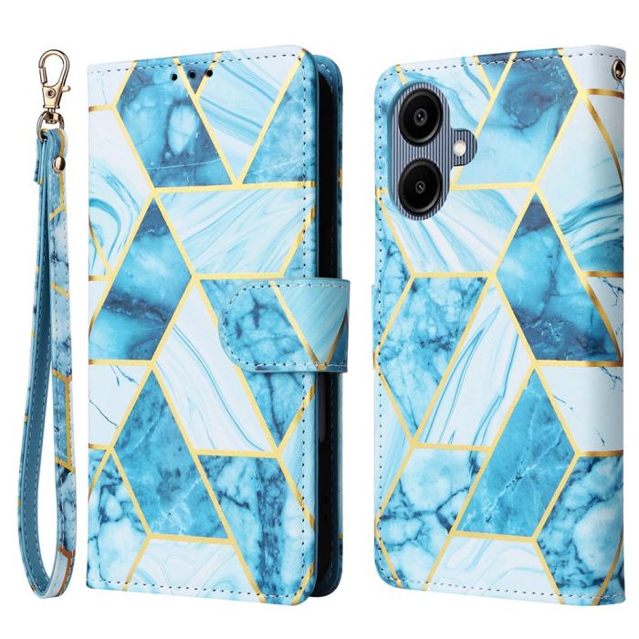 Bild 1, Samsung Galaxy A07 Fodral Läder Marmor Blå
