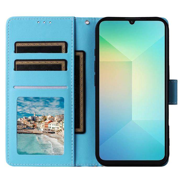 Bild 2, Samsung Galaxy A07 Fodral Läder Marmor Blå