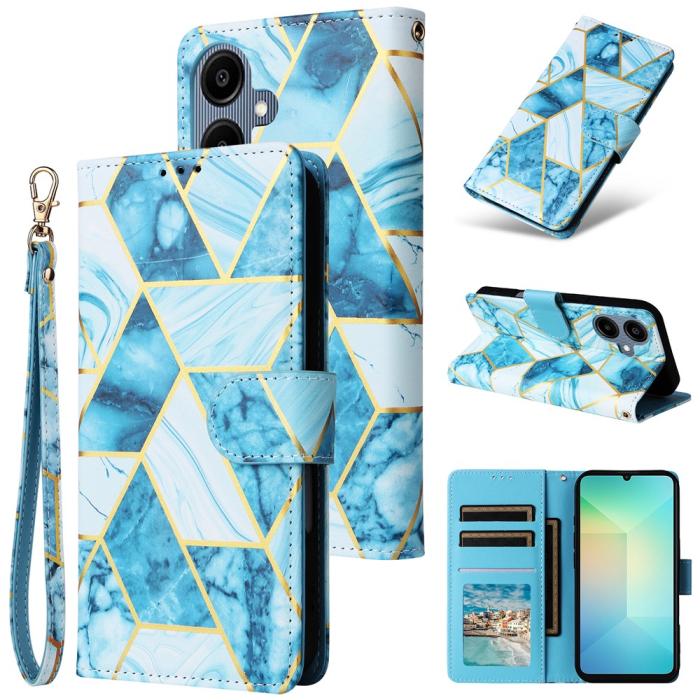 Bild 6, Samsung Galaxy A07 Fodral Läder Marmor Blå