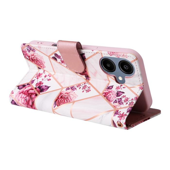 Bild 4, Samsung Galaxy A07 Fodral Läder Marmor Rosa