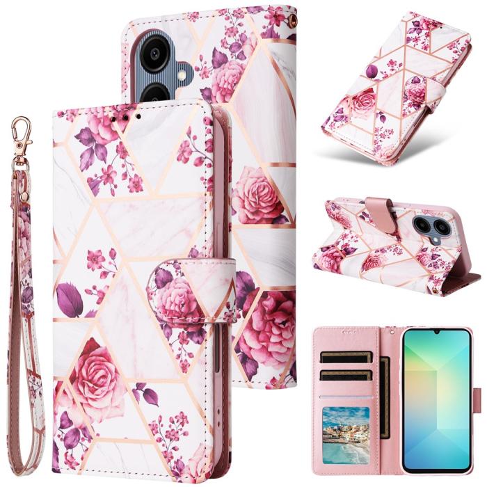 Bild 6, Samsung Galaxy A07 Fodral Läder Marmor Rosa