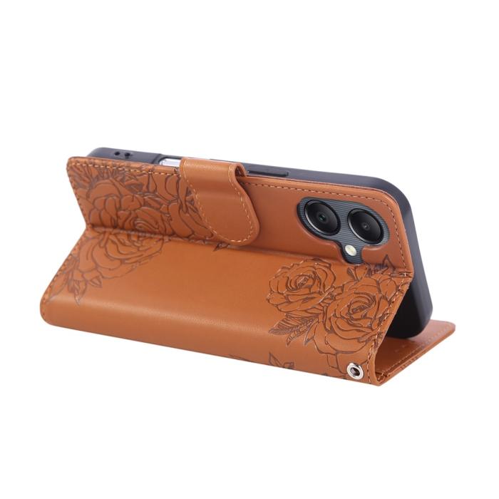 Bild 4, Samsung Galaxy A07 Fodral Med Tryck Blommor Brun