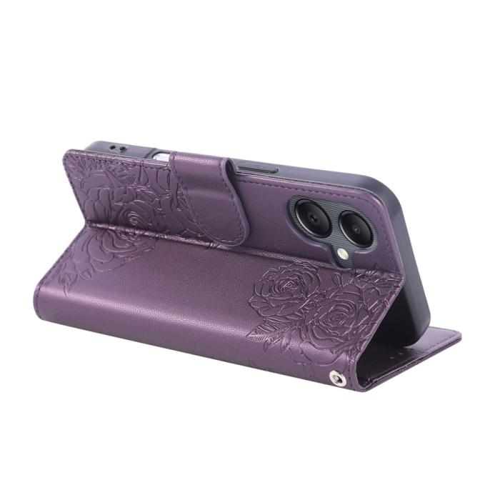 Bild 4, Samsung Galaxy A07 Fodral Med Tryck Blommor Mörk Lila