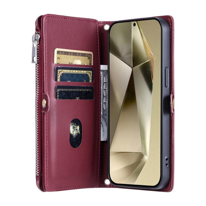 Bild 2, Samsung Galaxy S25 FE Fodral Multifunktionellt Läder Vinröd