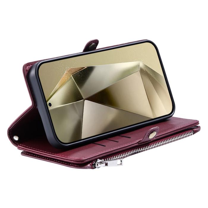 Bild 4, Samsung Galaxy S25 FE Fodral Multifunktionellt Läder Vinröd