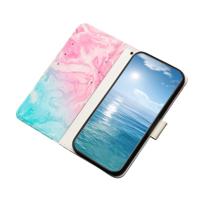 Bild 3, Samsung Galaxy S25 FE Fodral Med Tryck Rosa / Grön Marmor