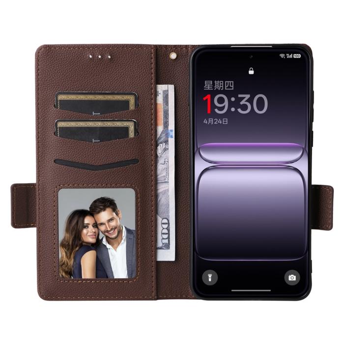 Bild 2, OnePlus Nord 5 5G Fodral Litchi Läder Brun