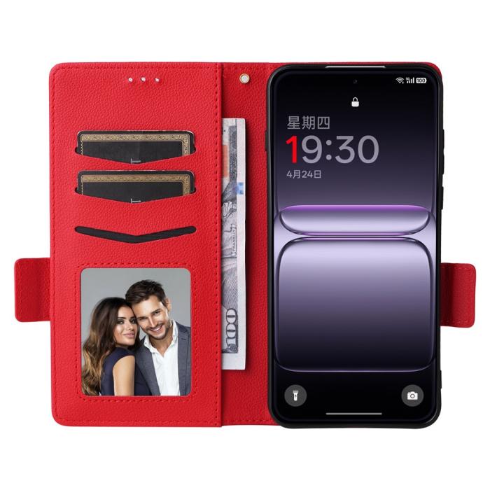 Bild 2, OnePlus Nord 5 5G Fodral Litchi Läder Röd