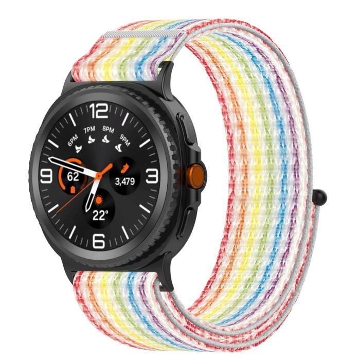Bild 3, Galaxy Watch 8 46/44/40 mm Armband Nylon Loop Rainbow
